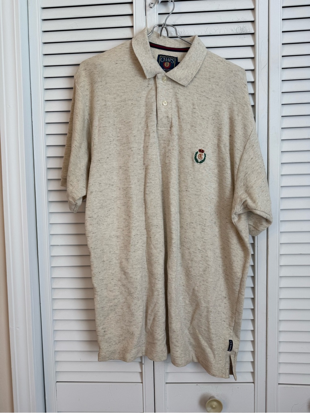 VTG Chaps Ralph Lauren Mens Polo Shirt Linen Medium Logo Preppy Country Club